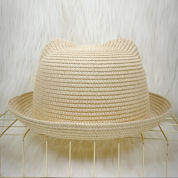 Kitty Cat Bowler Hat, Natural Color, Statement Hat - Picture 5 of 10